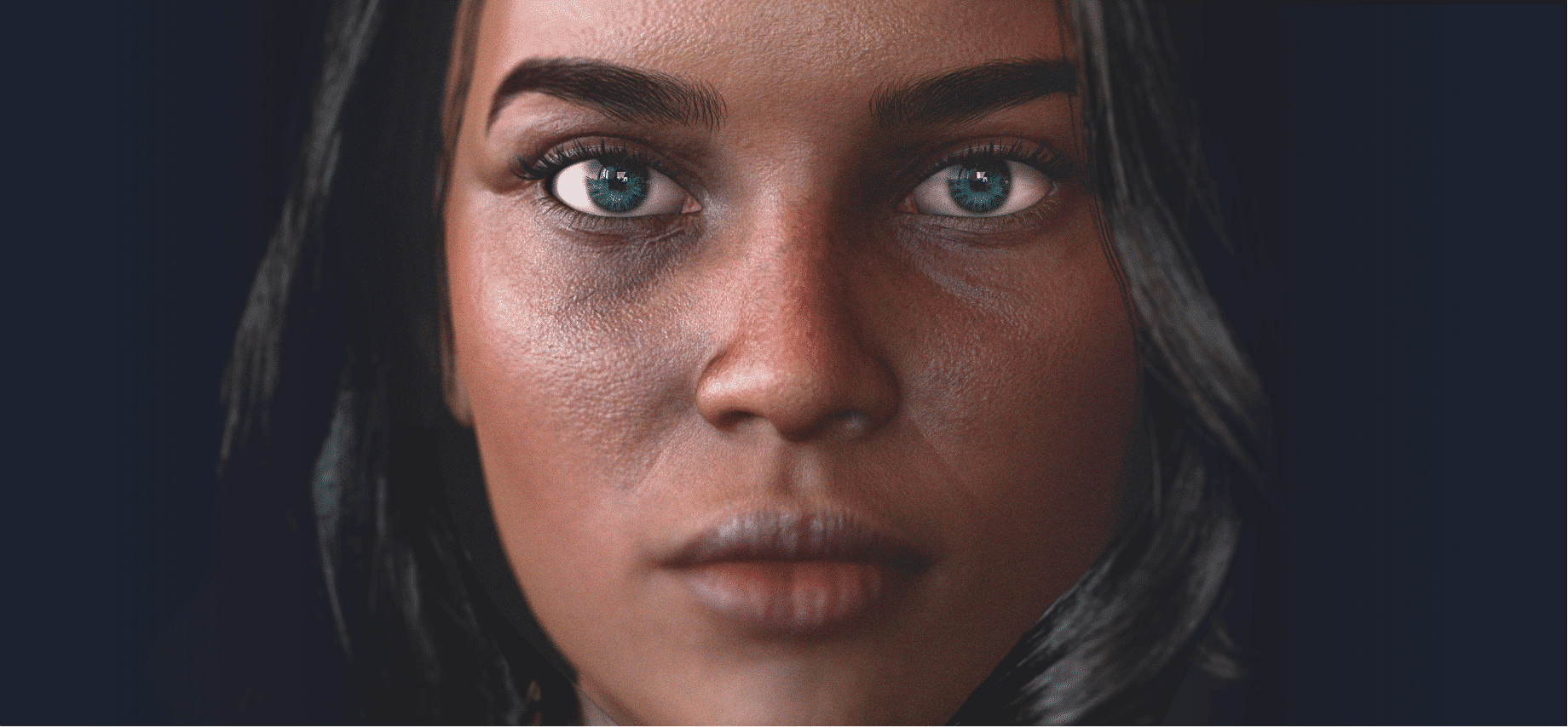 Realistic 3D character model of woman's face