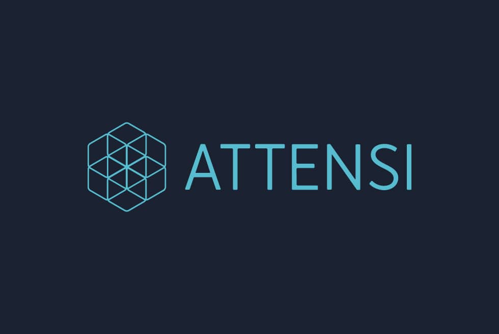 The Attensi logo with letters and dark blue background